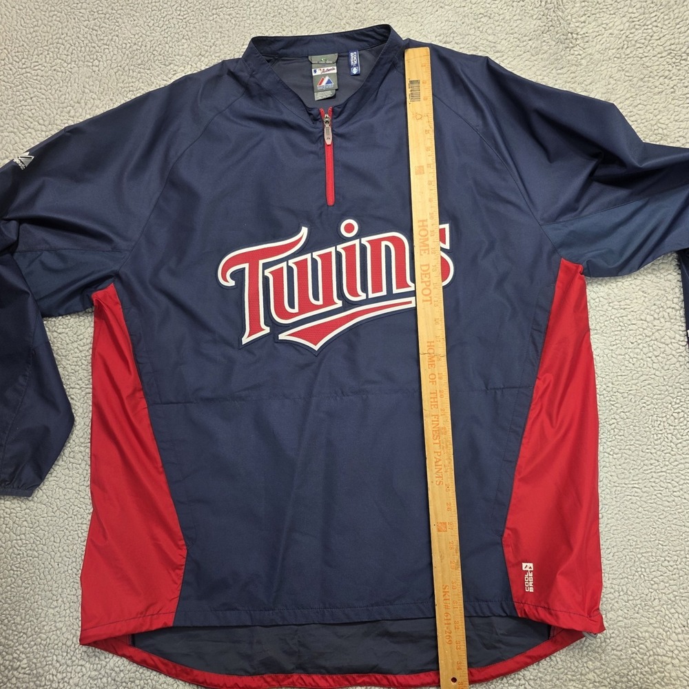 Vtg Majestic Minnesota Twins Dugout Jacket MLB 1/4 Zip Pullover Windbreaker 2XL‎ - Picture 8 of 9